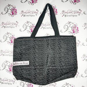 La Vie en Rose Black Tote Bag pink black